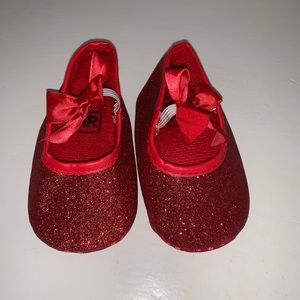 Girls red toddler sparkle shoes pageant